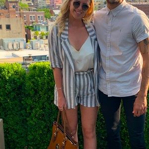 Grey and white shirt suit set - us 6